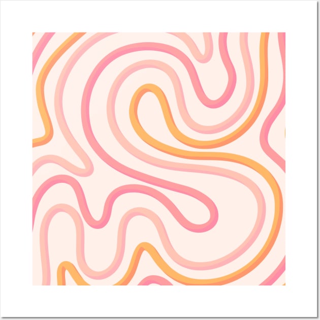 Cute Pink Abstract Swirl Retro 70s Wall Art by Trippycollage